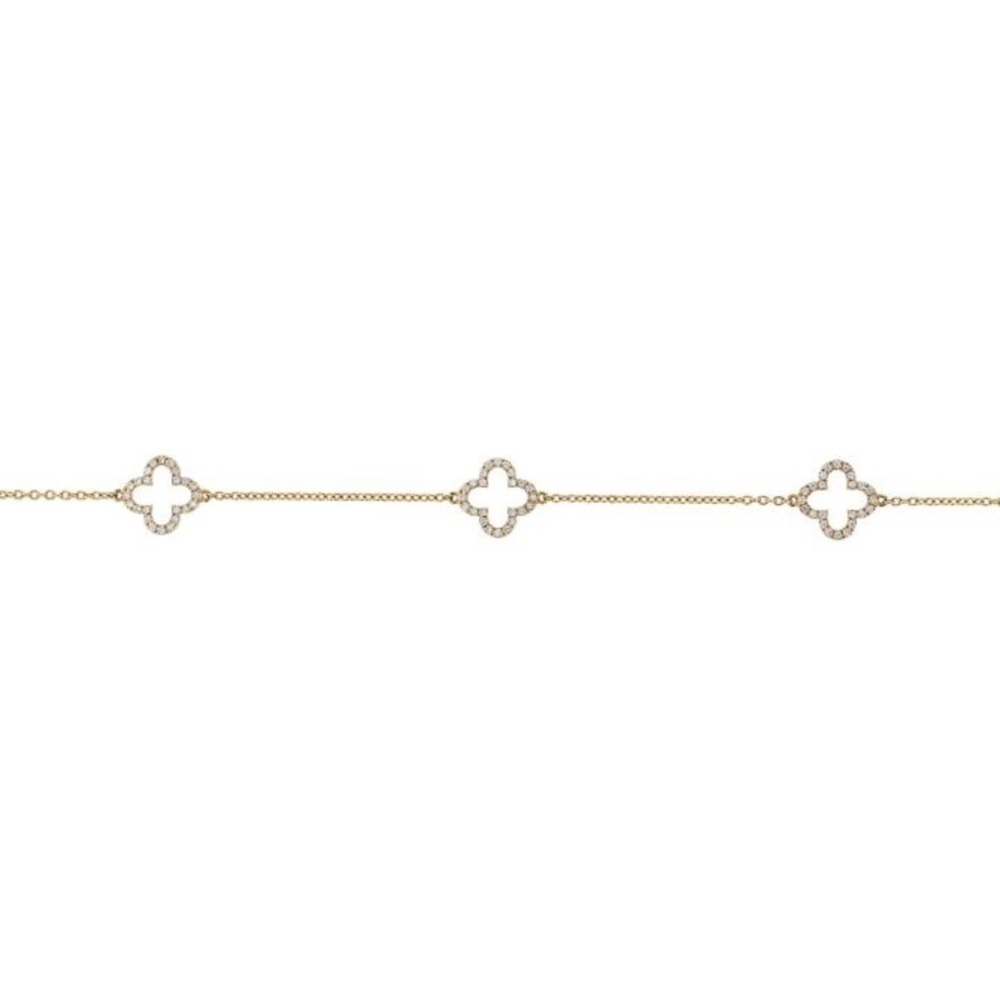 14kt gold & Sterling Silver Bracelet with 3 Clover motifs- perfect gift!